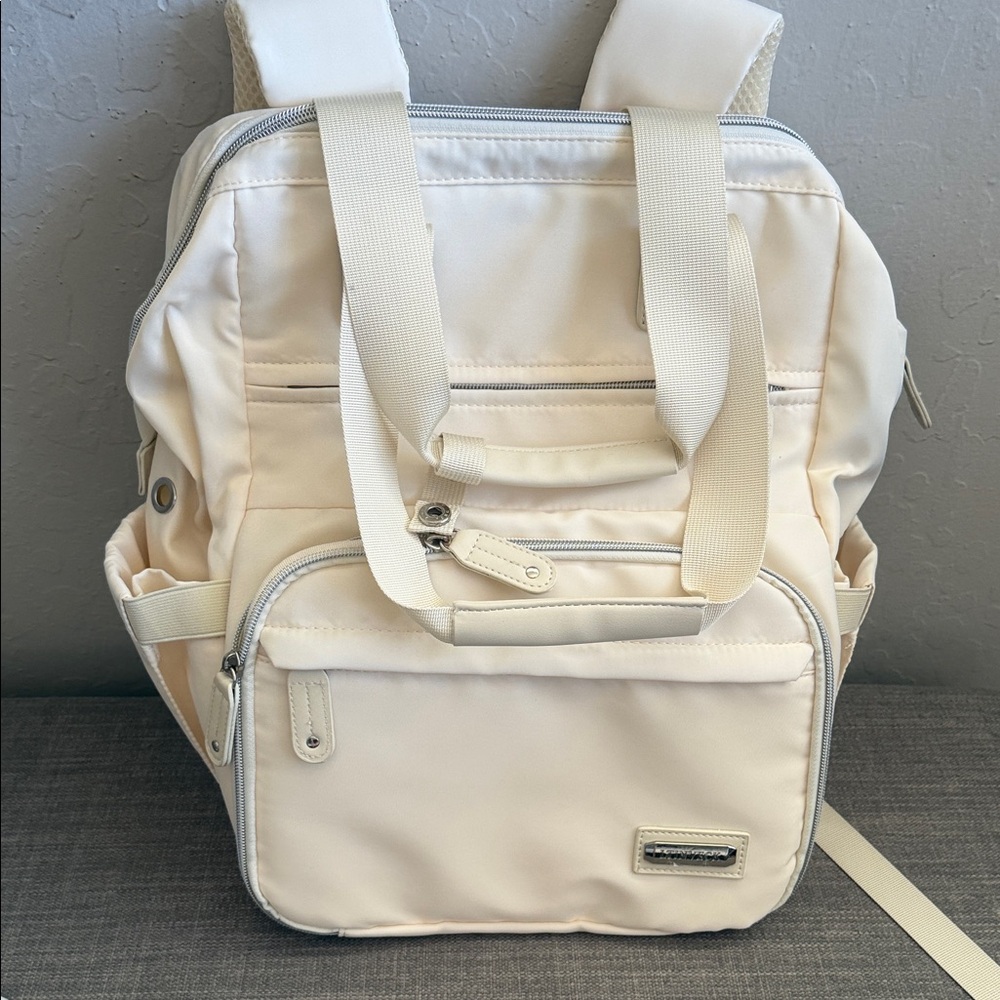 Cream Convertible crochet Backpack Tote